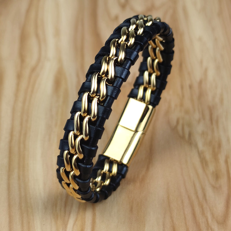 Leather Link | Men's Genuine Leather Chain Bracelet