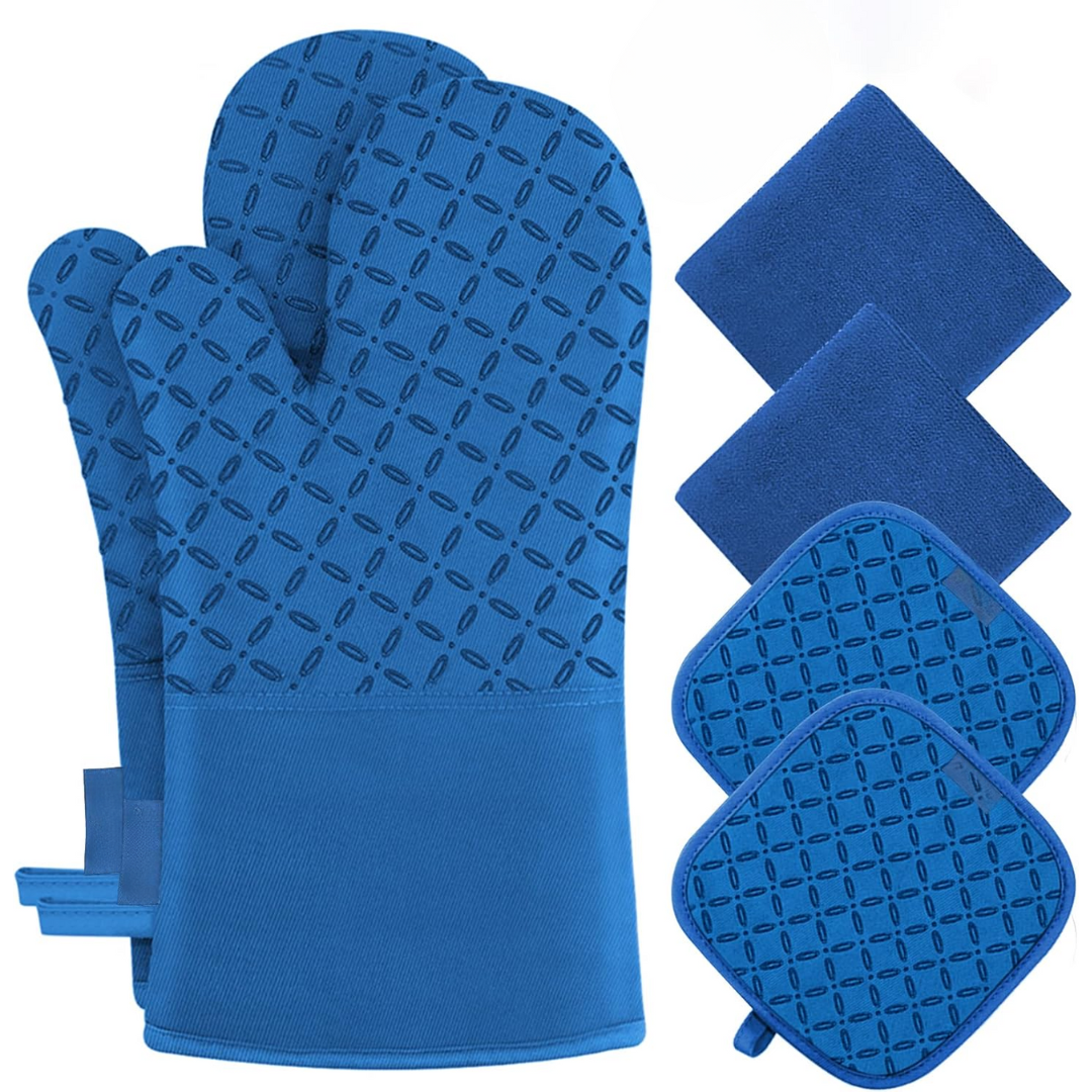 6-Piece Heat-Resistant Oven Glove and Pot Holder Set