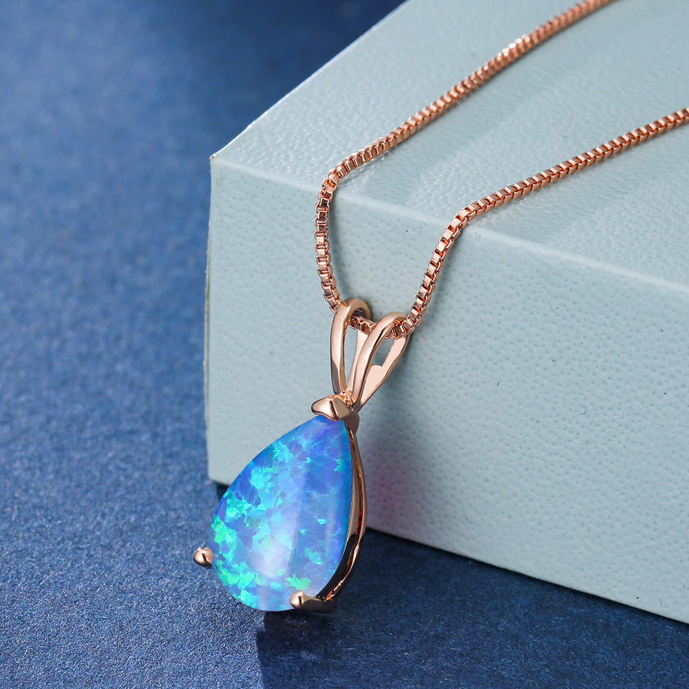 Minimalist Drop Opal Pendant Necklace – Selina