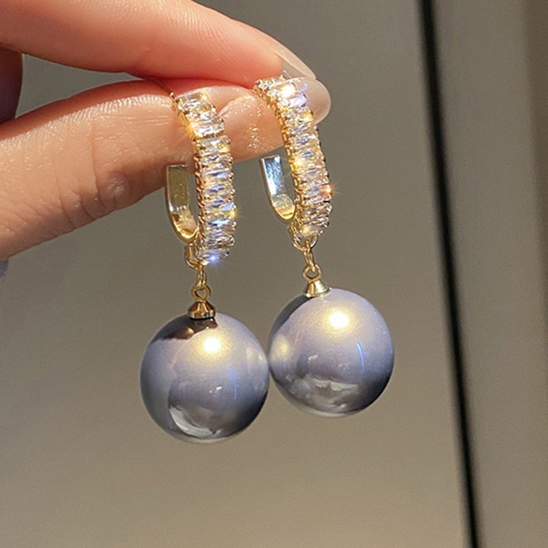 Luxurious Pearl and Zirconia Earrings – Amara