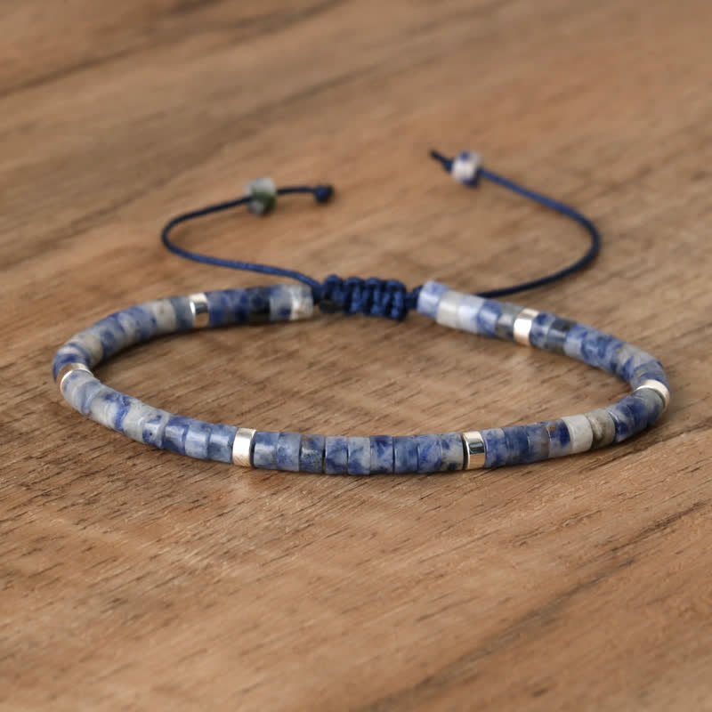 Braided Bracelet with 2.4 mm Natural Stone Beads – Seraphina