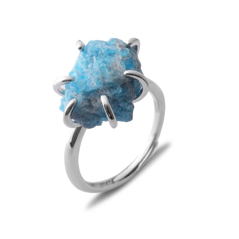 Six-Claw Adjustable Ring with Natural Crystal – Liora