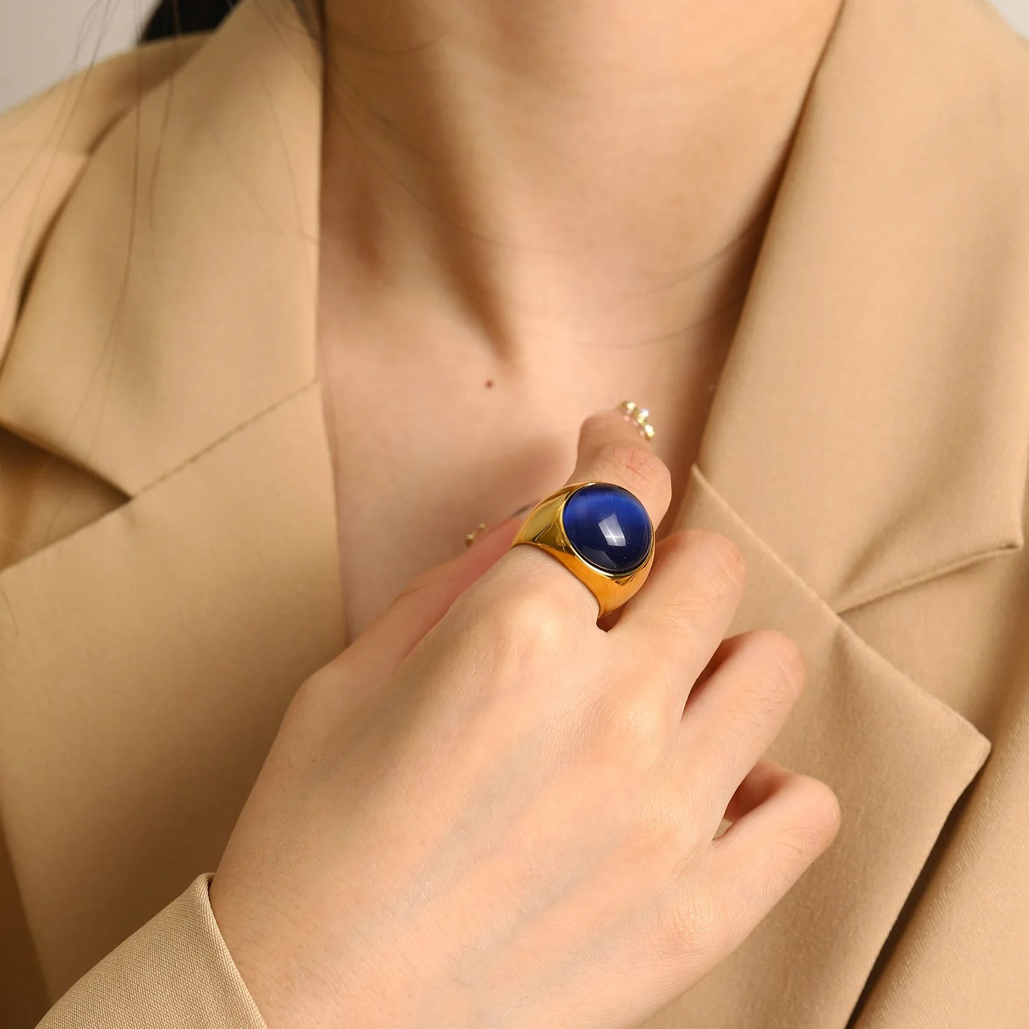 Large Cat's Eye Gemstone Ring – Liora
