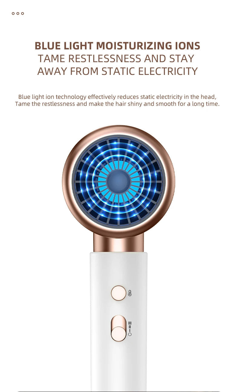 Professional Hair Dryer 2400W with Cool and Warm Air - Negative Ions - Powerful Hairdryer for Salon Results