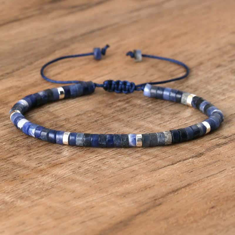 Braided Bracelet with 2.4 mm Natural Stone Beads – Seraphina
