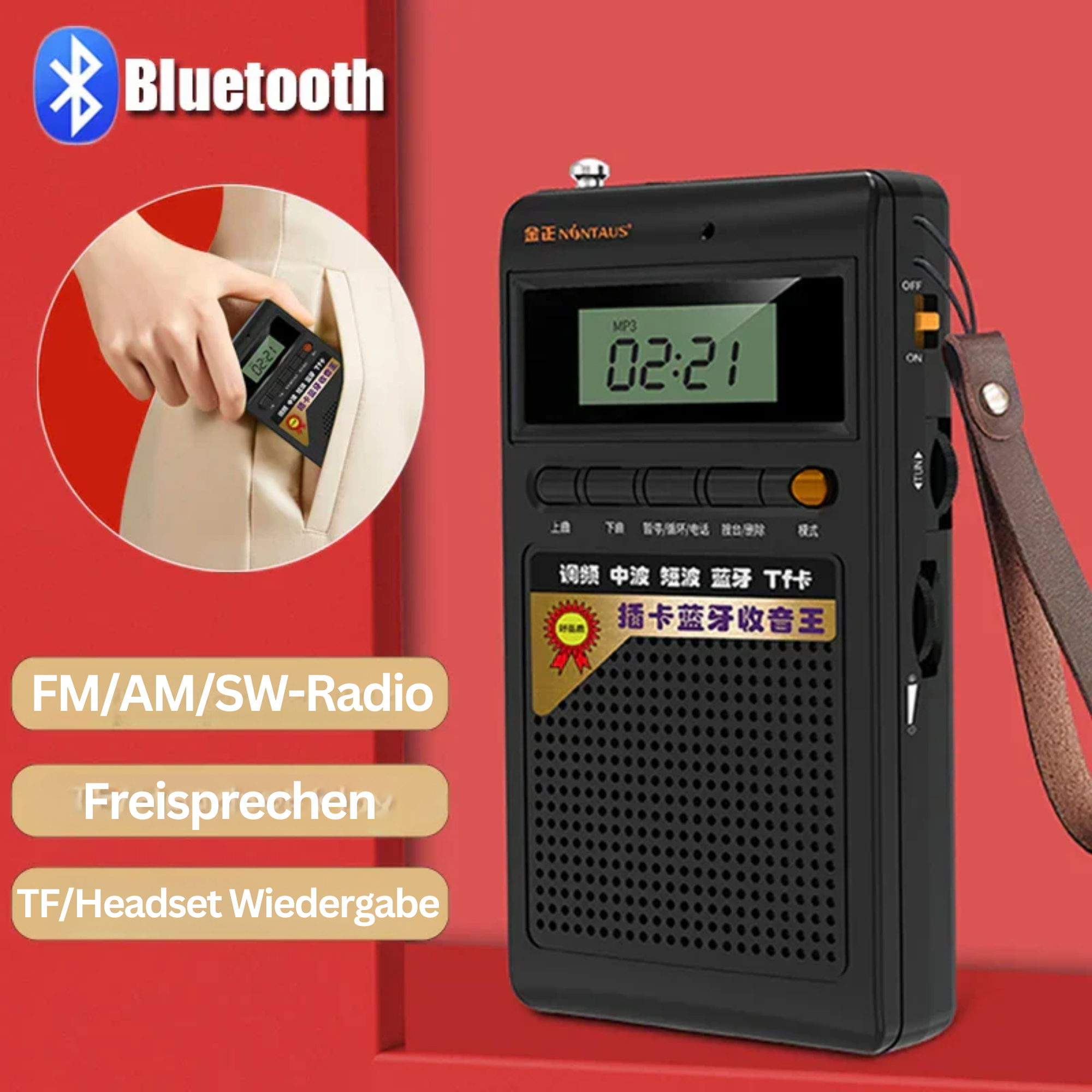 Portable Bluetooth Radio and MP3 Player - SoundPocket Mini