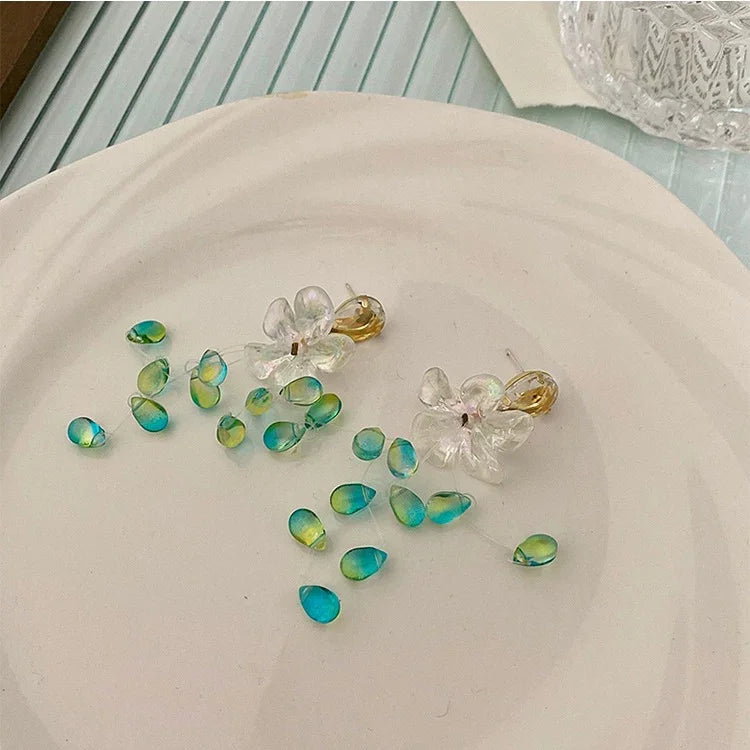 Crystal Flower Tassel Earrings – Sophia