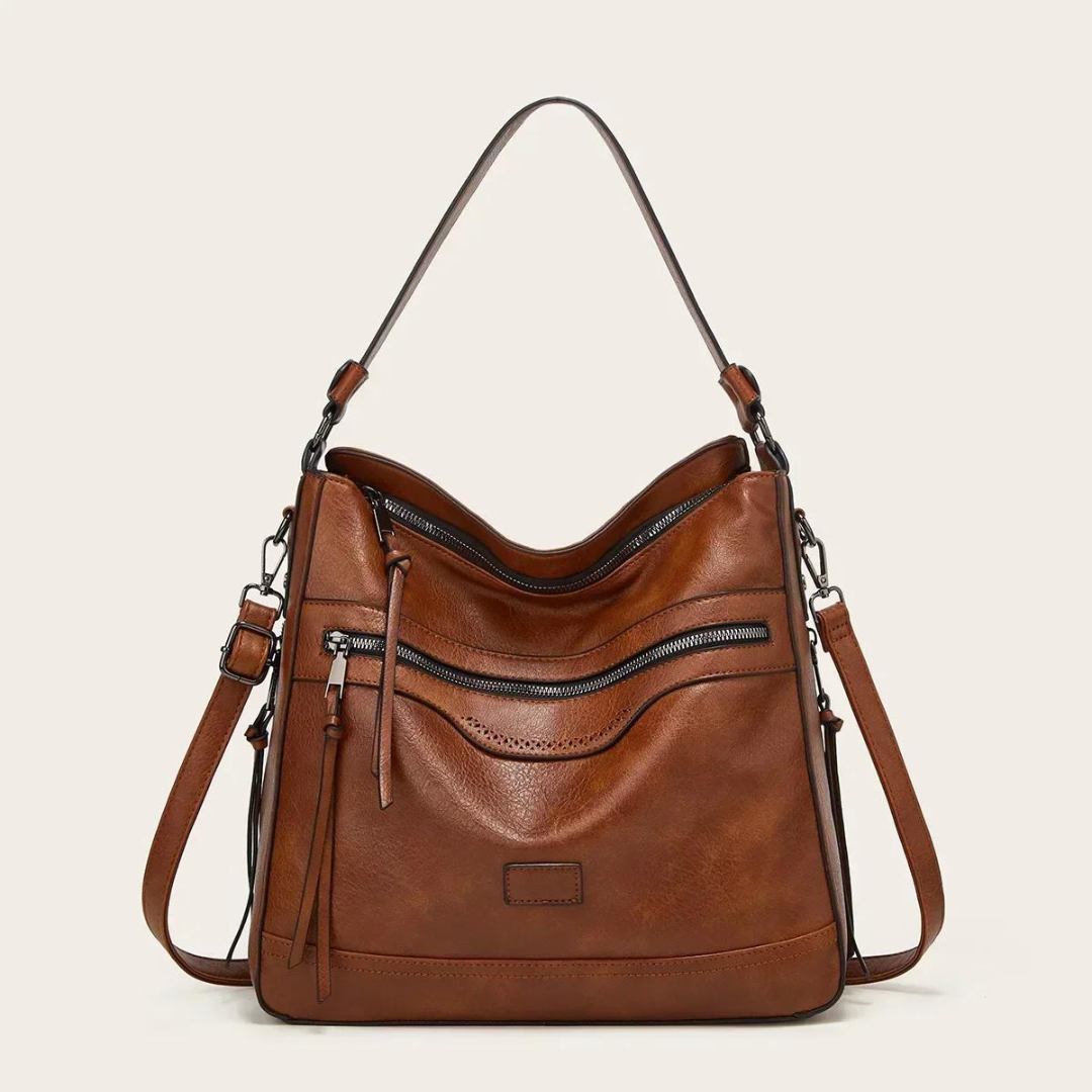 Stylish Spacious Leather Shoulder Bag - Elodie