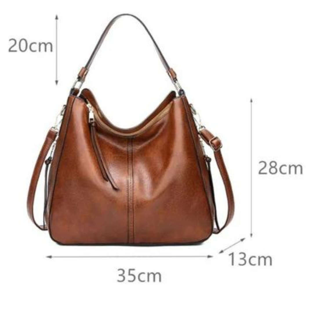 Stylish Spacious Leather Shoulder Bag - Elodie