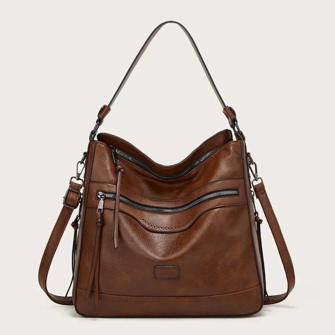 Stylish Spacious Leather Shoulder Bag - Elodie