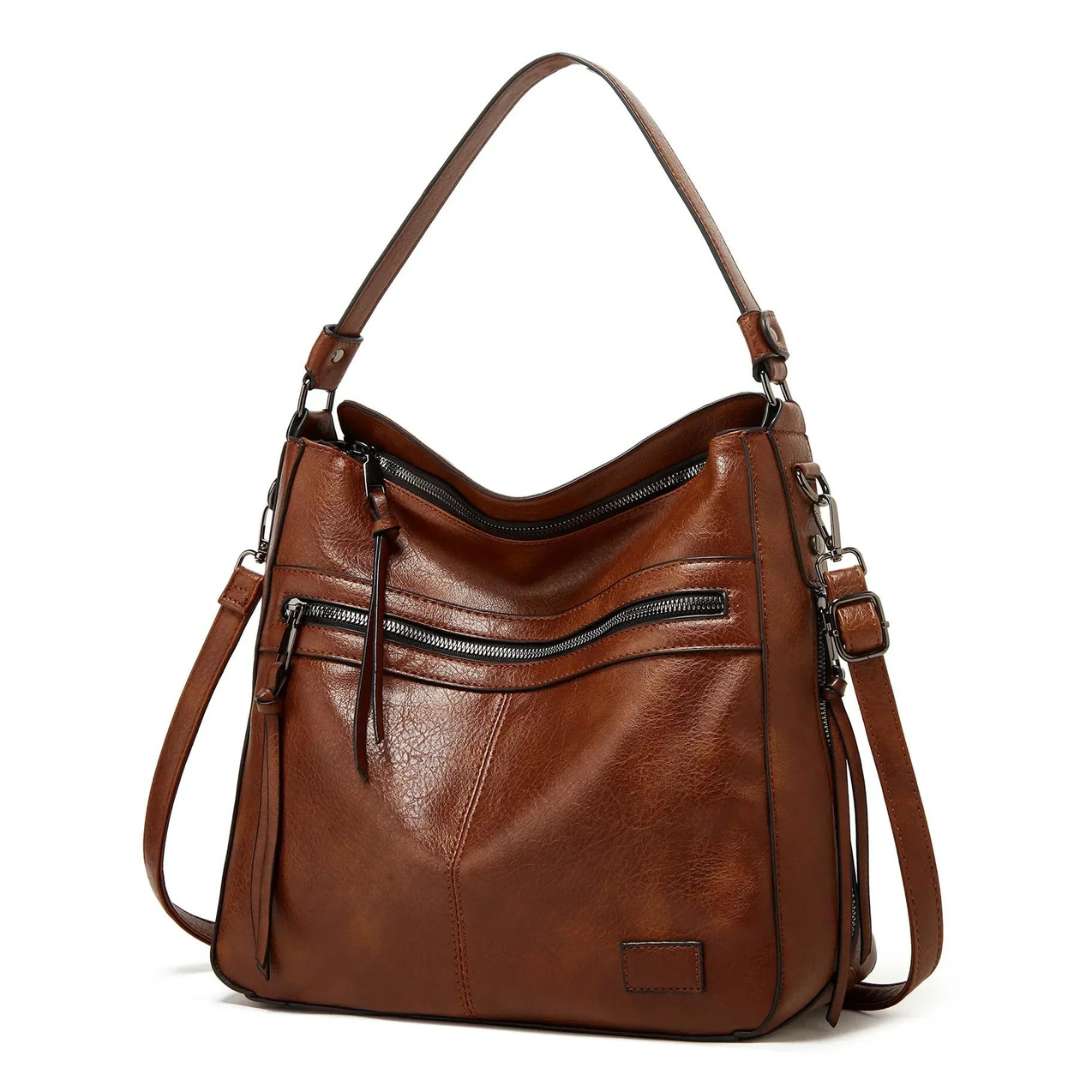Stylish Spacious Leather Shoulder Bag - Elodie