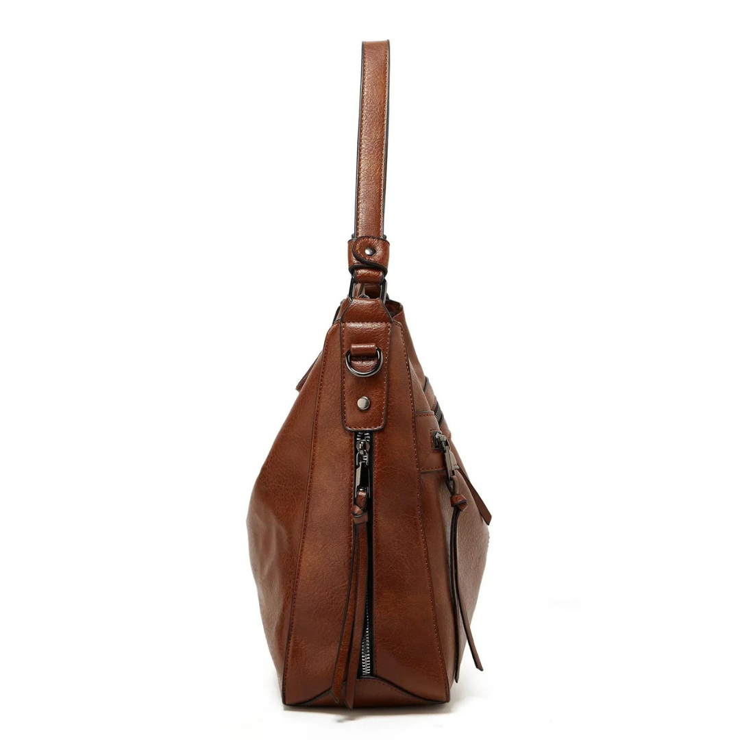 Stylish Spacious Leather Shoulder Bag - Elodie