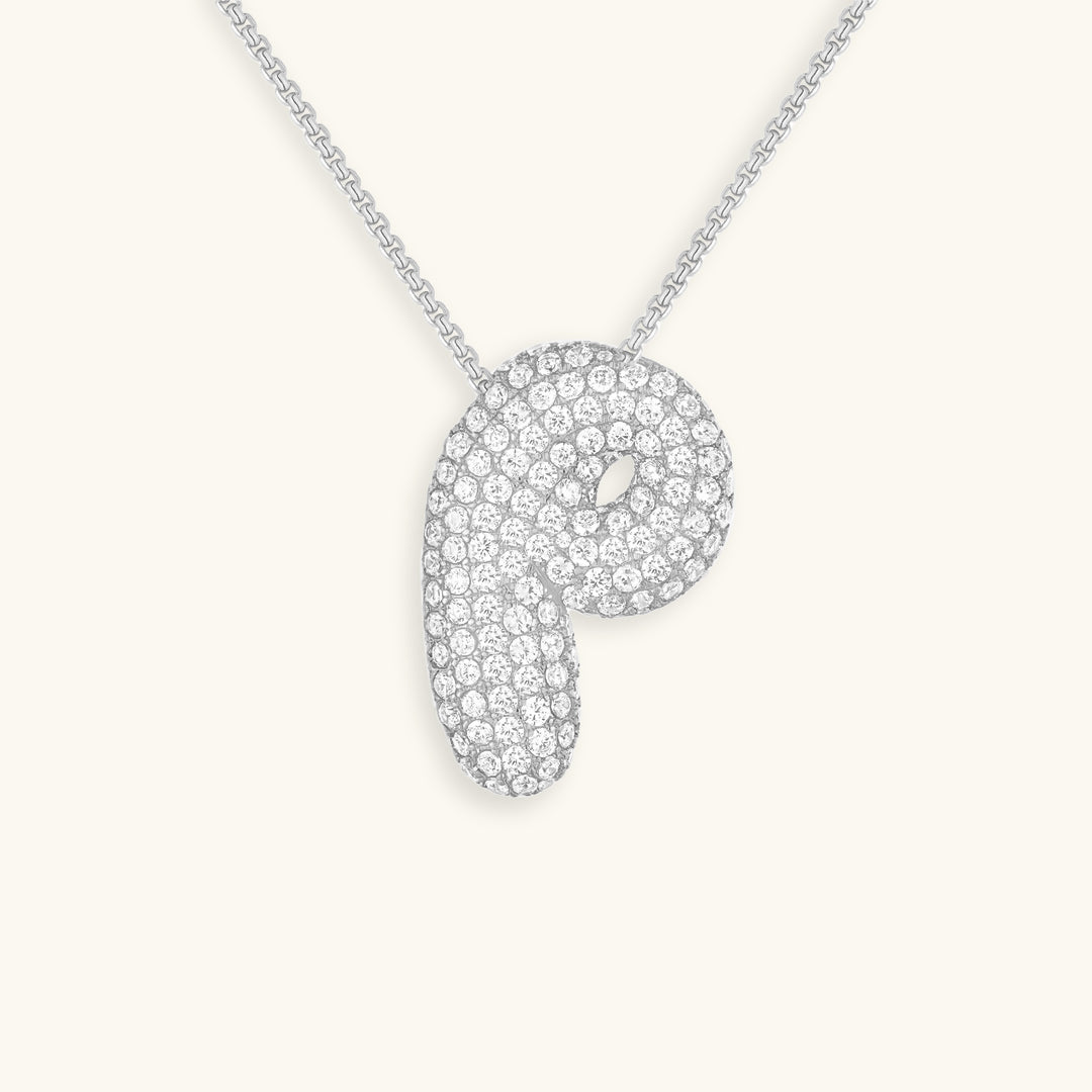 Bubble Initial-Diamond Necklace