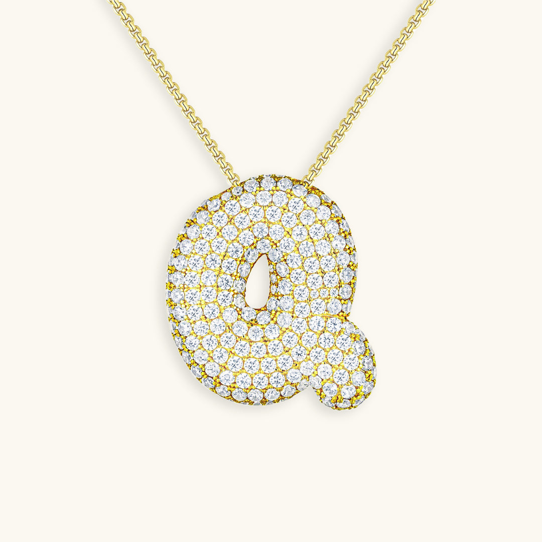 Bubble Initial-Diamond Necklace