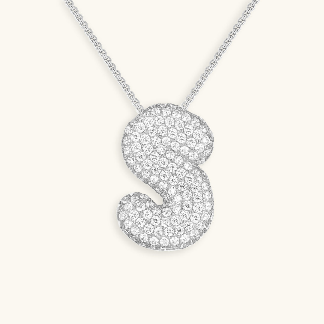 Bubble Initial-Diamond Necklace