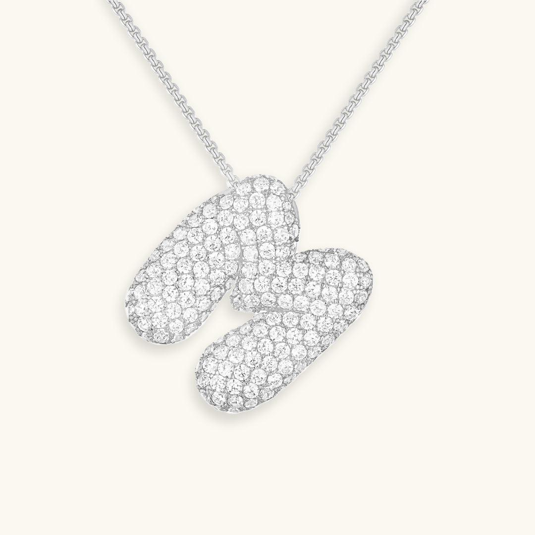 Bubble Initial-Diamond Necklace