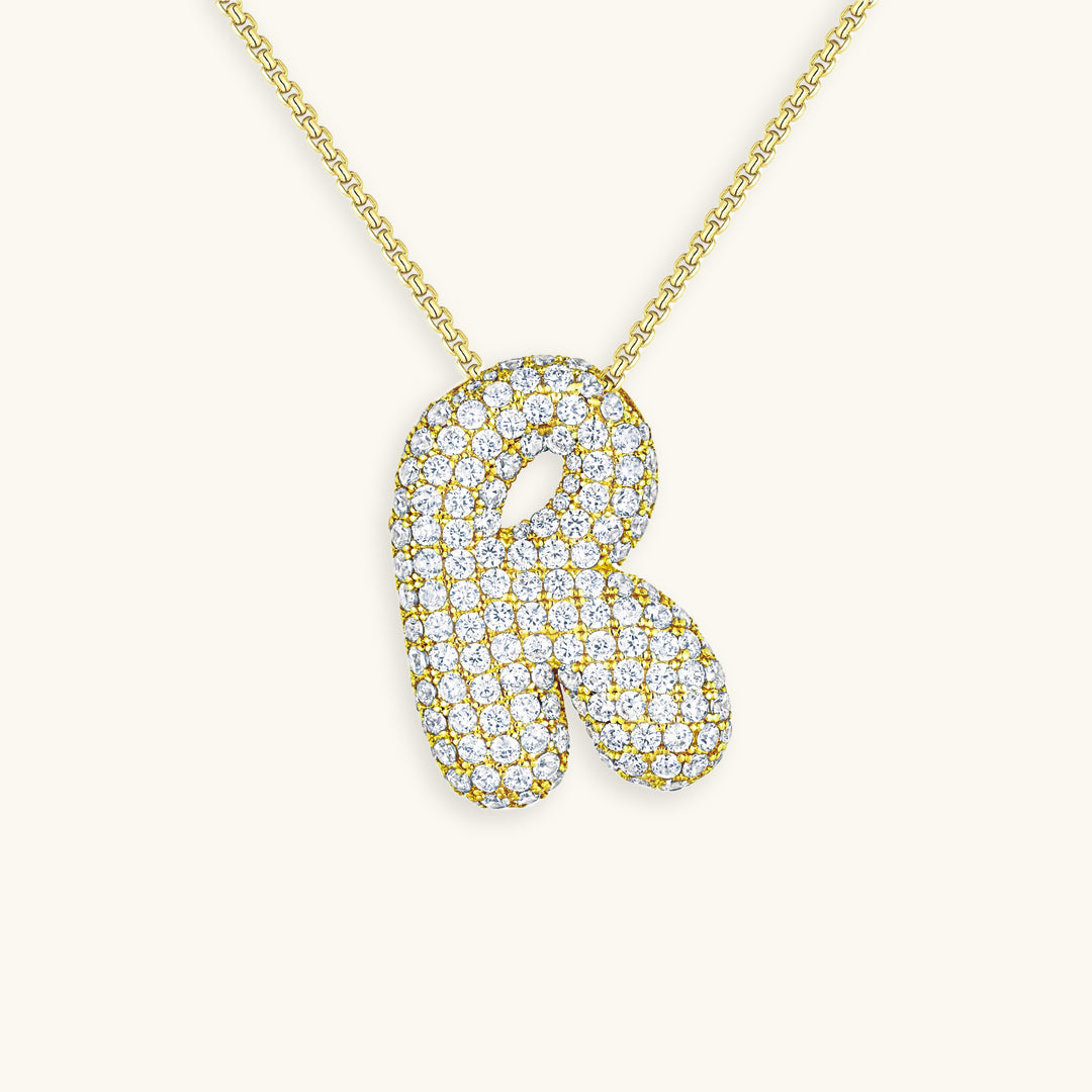 Bubble Initial-Diamond Necklace