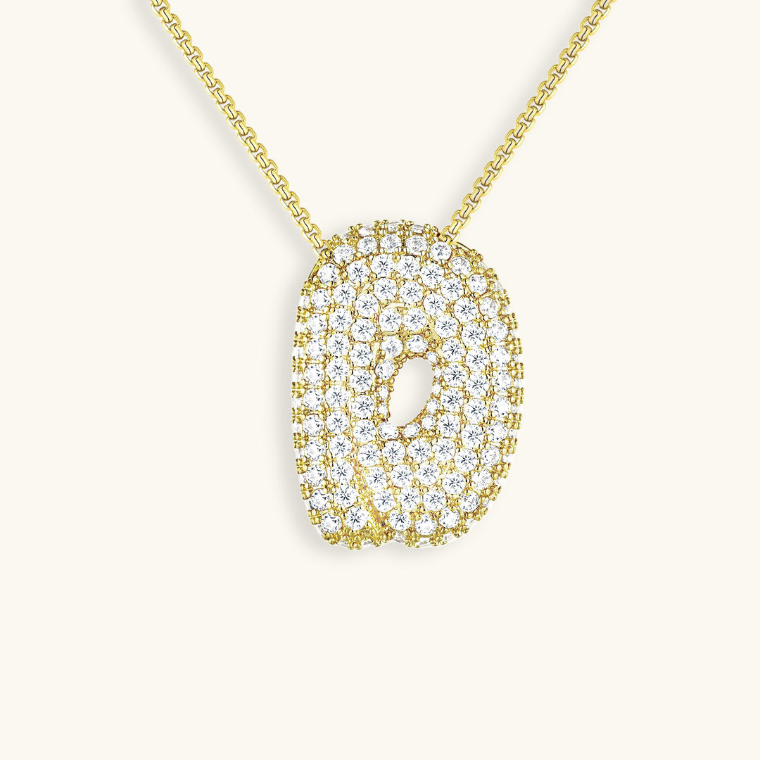 Bubble Initial-Diamond Necklace