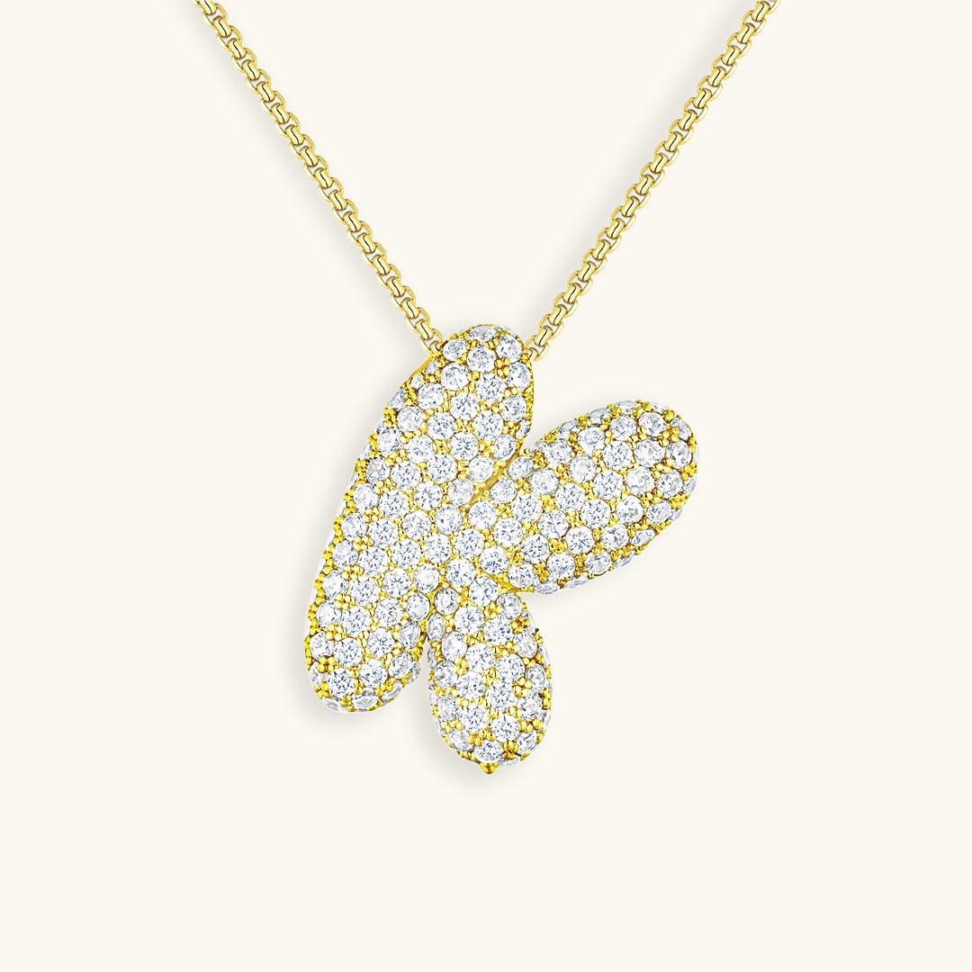 Bubble Initial-Diamond Necklace