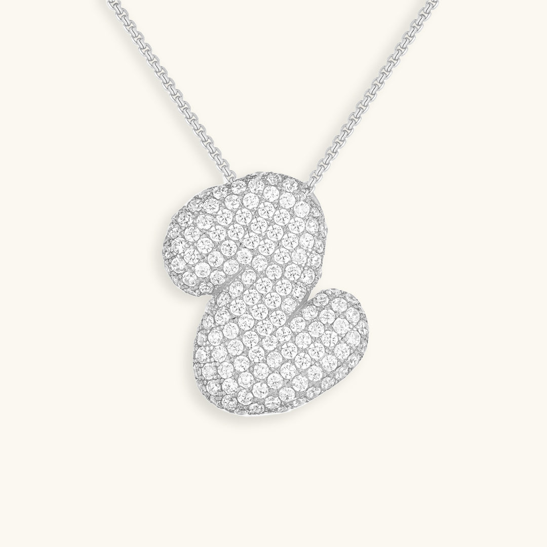 Bubble Initial-Diamond Necklace