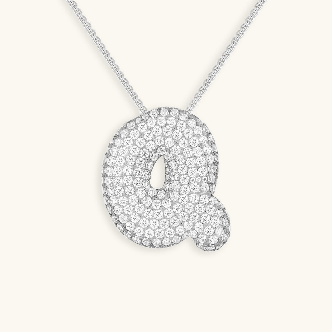 Bubble Initial-Diamond Necklace