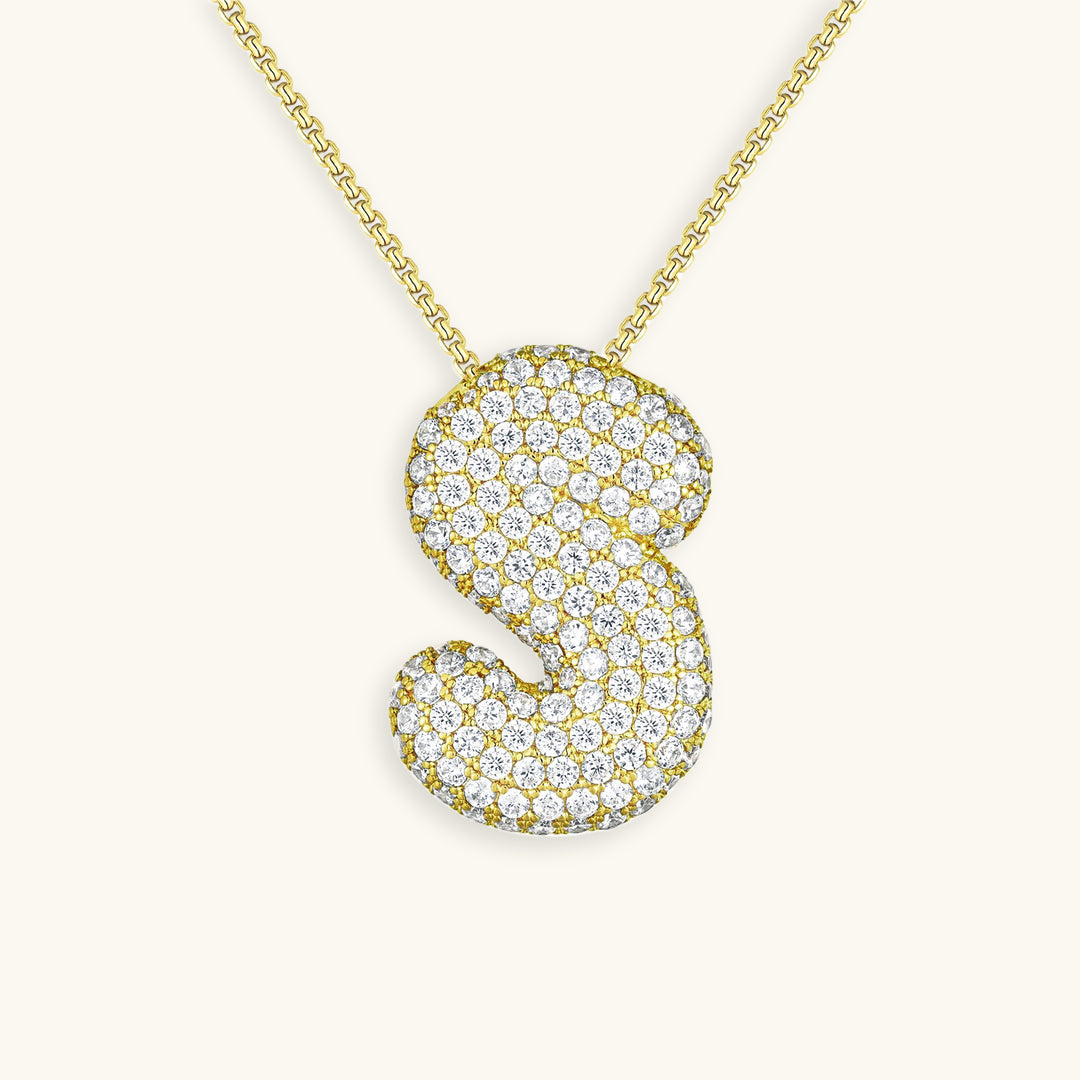 Bubble Initial-Diamond Necklace