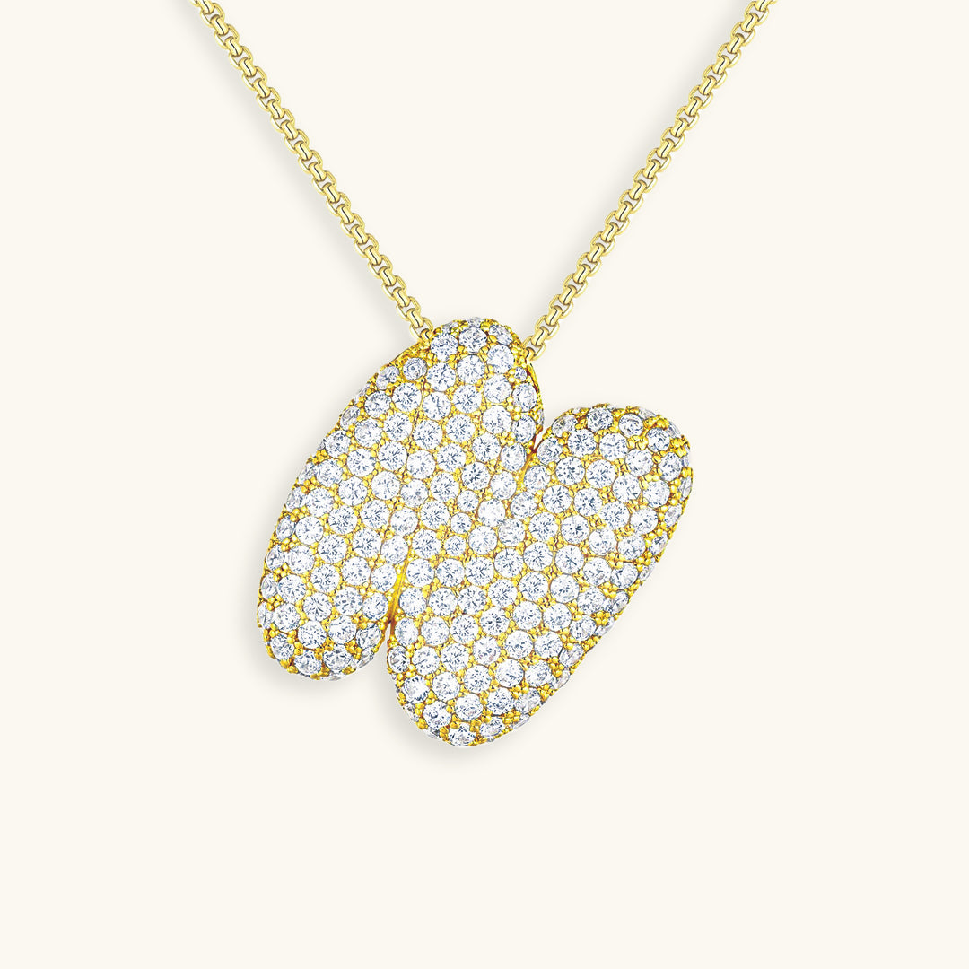 Bubble Initial-Diamond Necklace