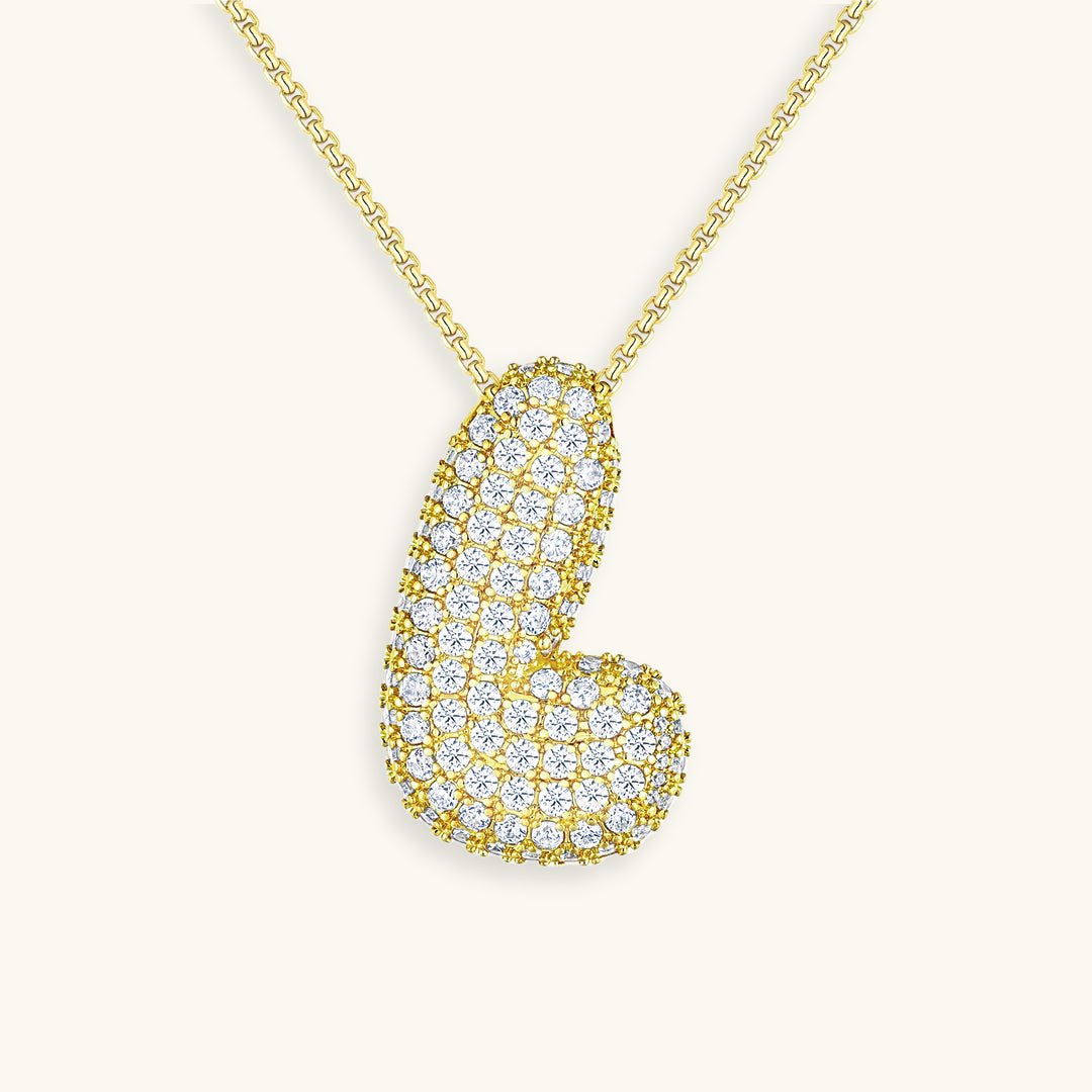 Bubble Initial-Diamond Necklace
