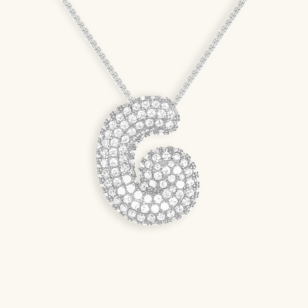 Bubble Initial-Diamond Necklace