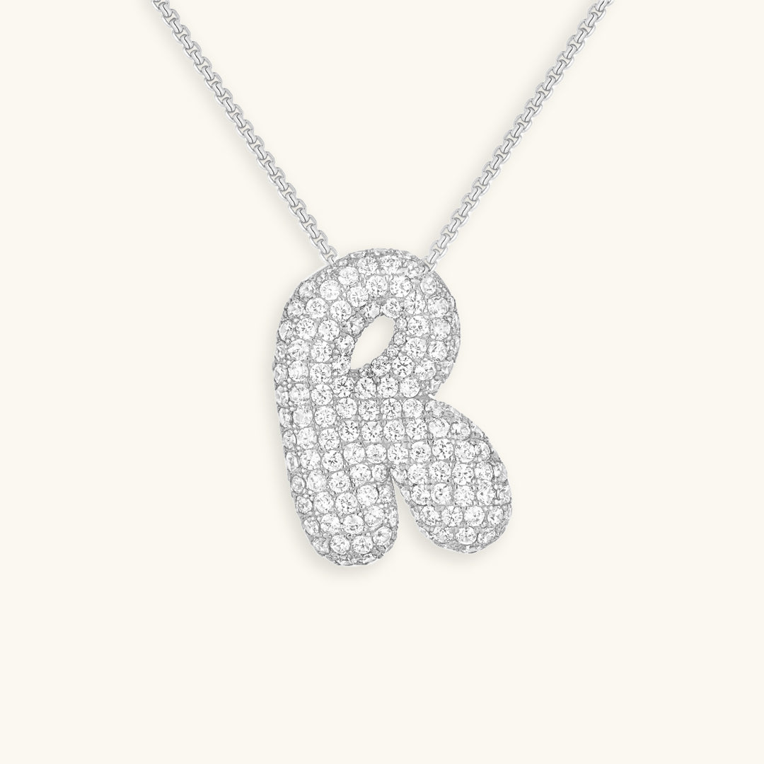 Bubble Initial-Diamond Necklace