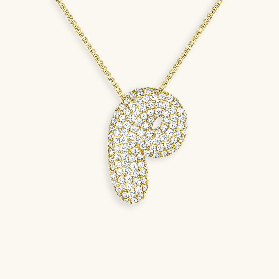 Bubble Initial-Diamond Necklace