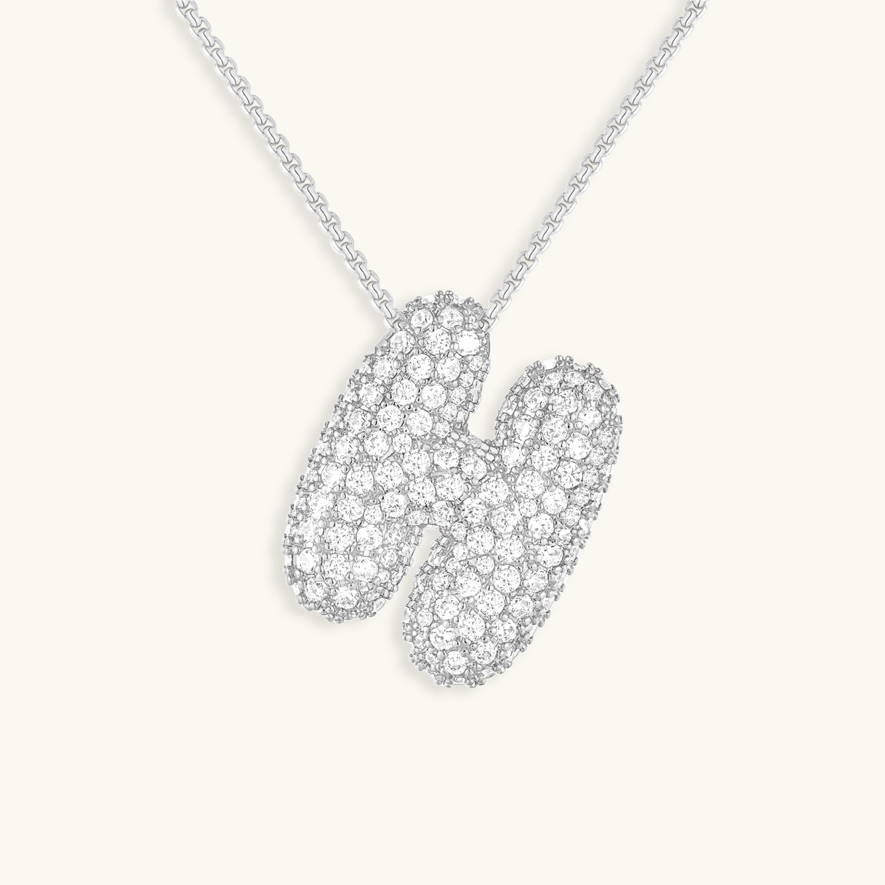Bubble Initial-Diamond Necklace