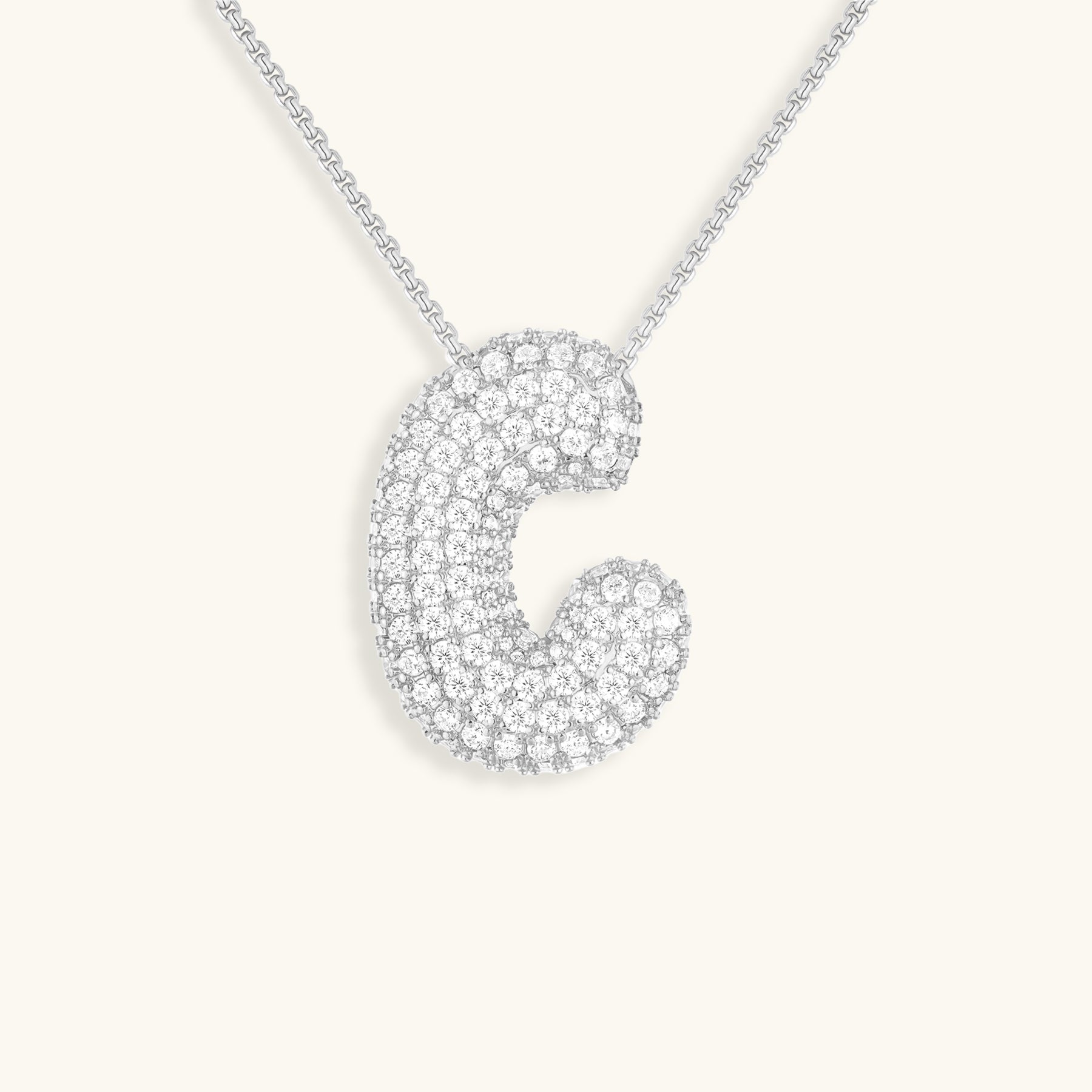 Bubble Initial-Diamond Necklace