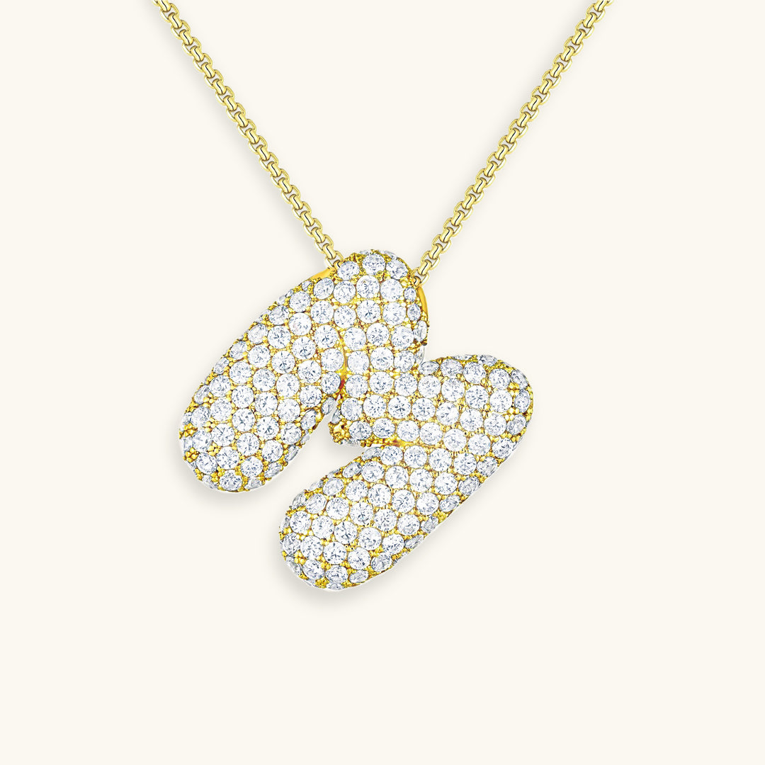 Bubble Initial-Diamond Necklace