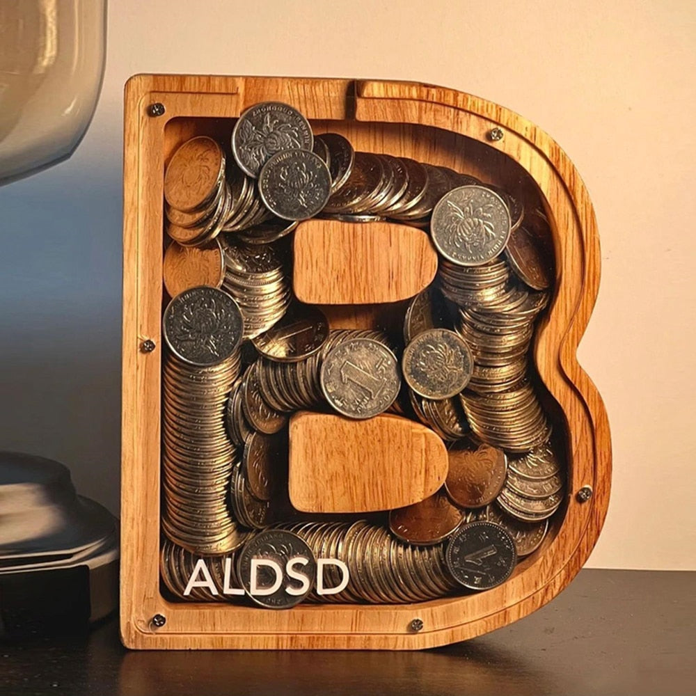 Wooden Alphabet Piggy Bank - LetterSaver
