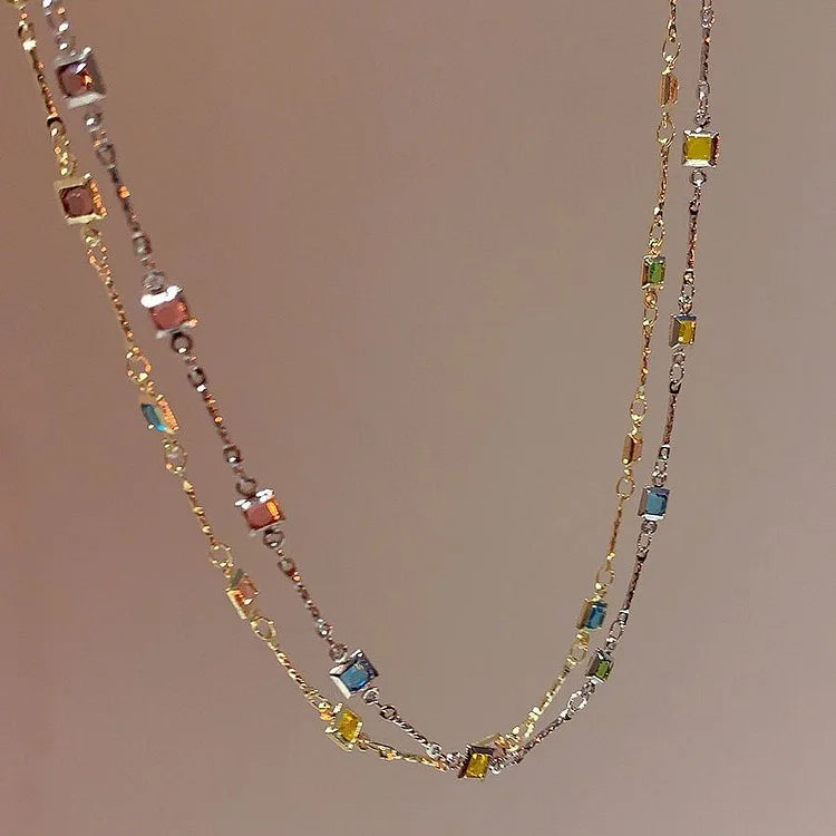 Fine Gold/Silver Necklace with Colourful Stones – Ivy