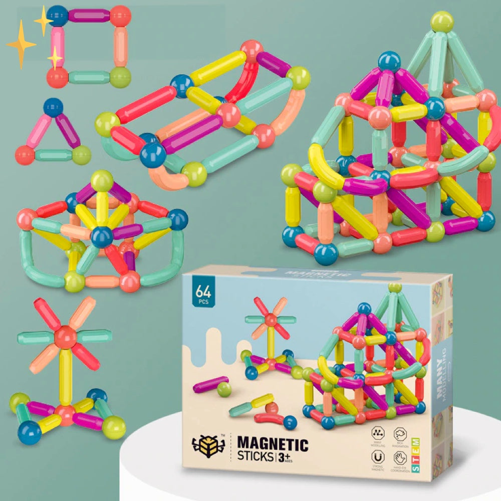 64-Piece Magnetic Building Blocks - Creatix