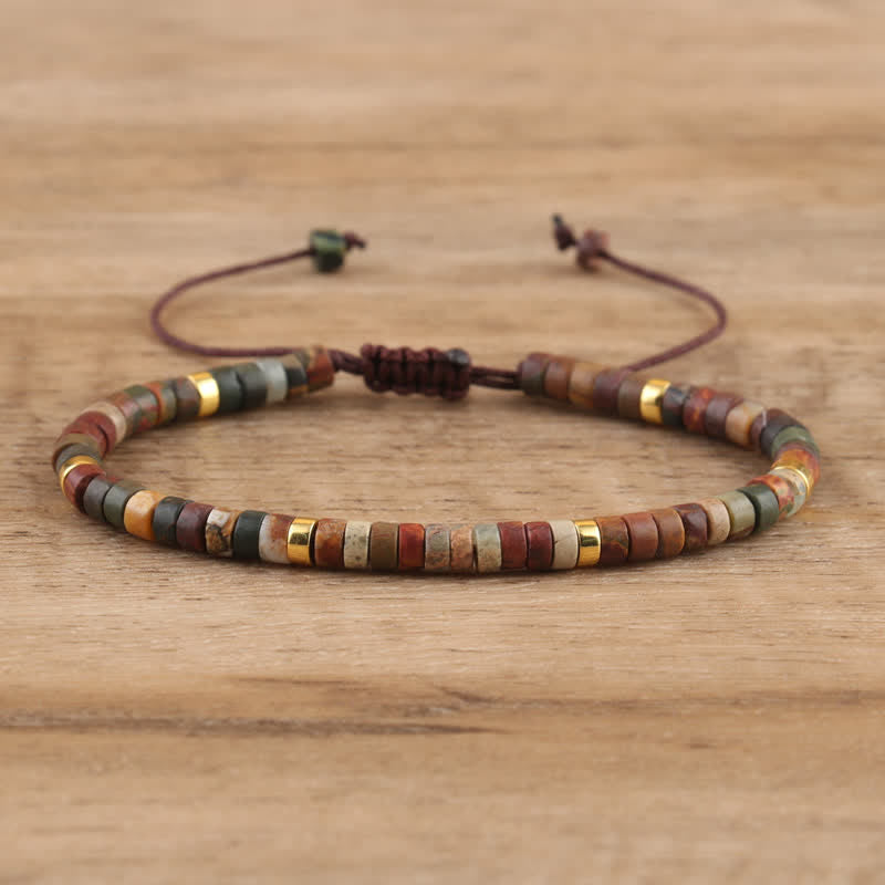 Braided Bracelet with 2.4 mm Natural Stone Beads – Seraphina