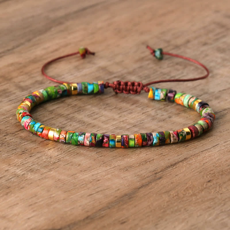 Braided Bracelet with 2.4 mm Natural Stone Beads – Seraphina