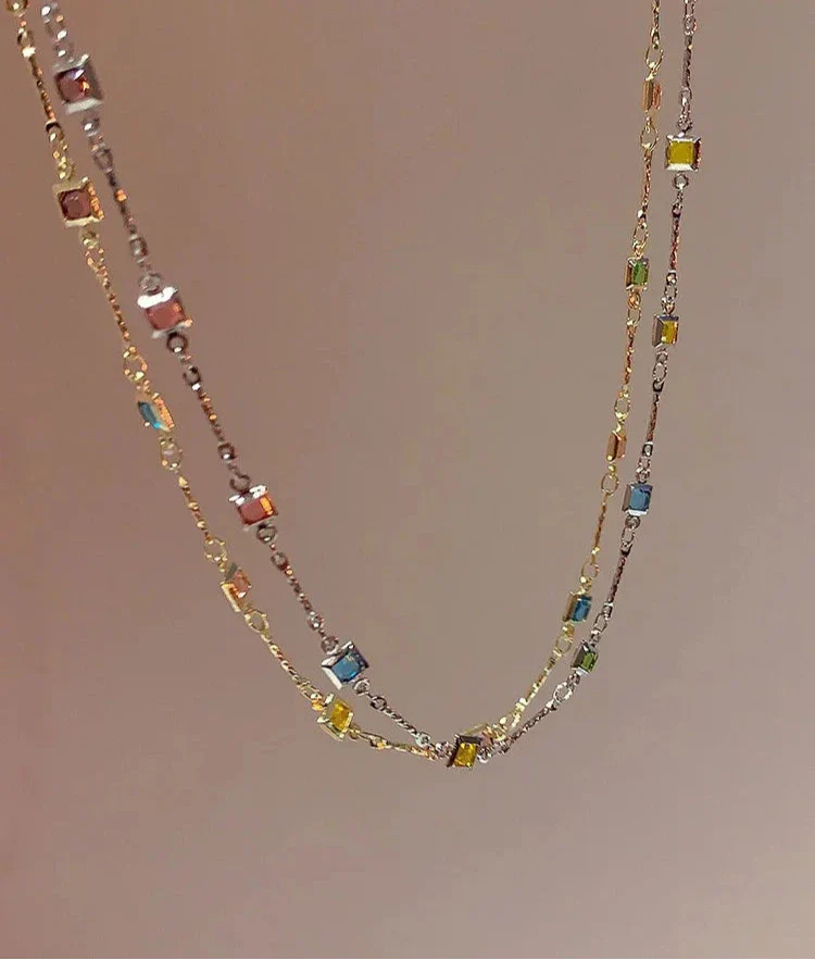 Fine Gold/Silver Necklace with Colourful Stones – Ivy