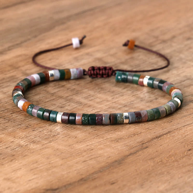Braided Bracelet with 2.4 mm Natural Stone Beads – Seraphina