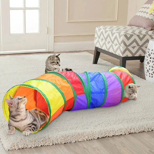 Rainbow Play Tunnel for Cats - PurrfectPlay Tunnel