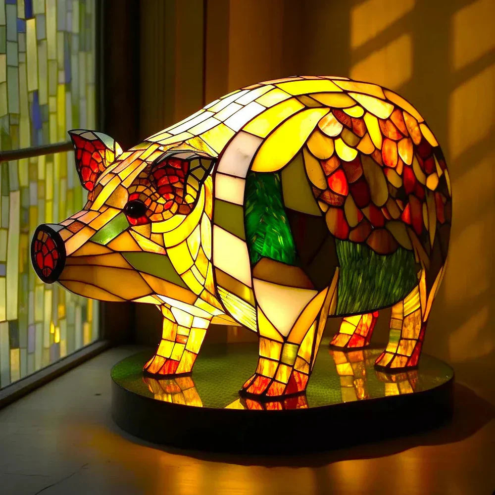 Vibrant Stained Glass Animal Lamps – Artistic Table Decoration