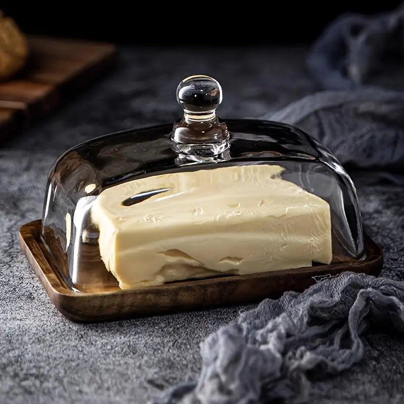 Wood and Glass Butter Dish – ButterElegance