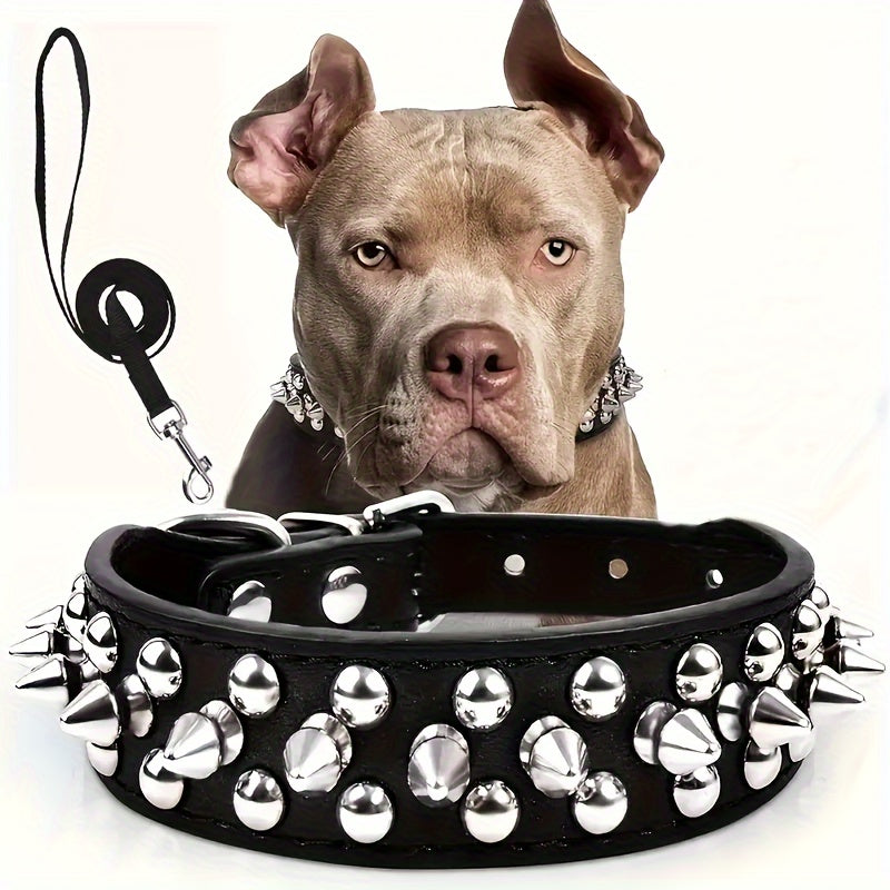Adjustable Spiked Dog Collar - Strong and Safe for Large Dogs