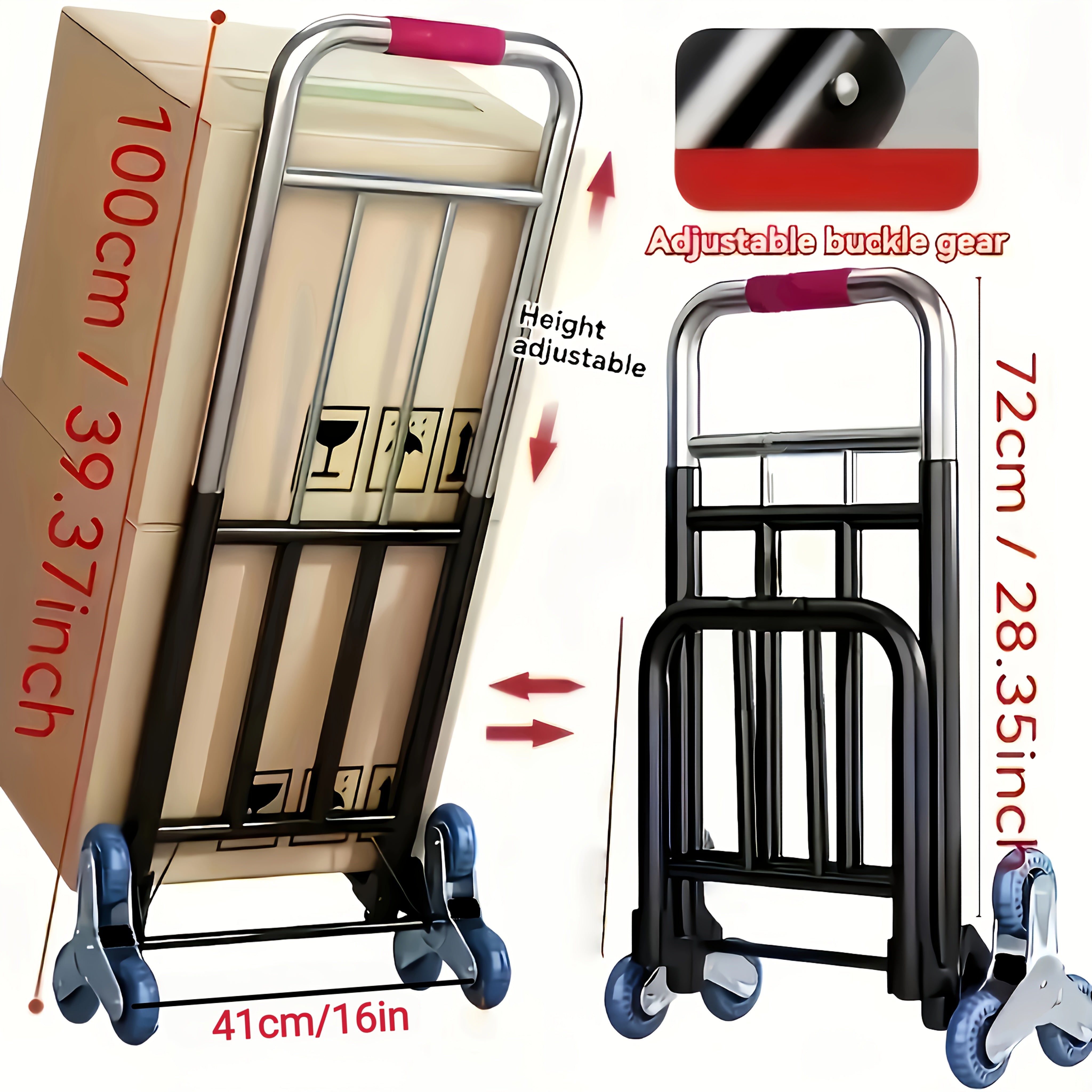 Heavy-Duty Tri-Wheel Stair-Climbing Hand Truck – Portable Folding Dolly for Heavy Loads