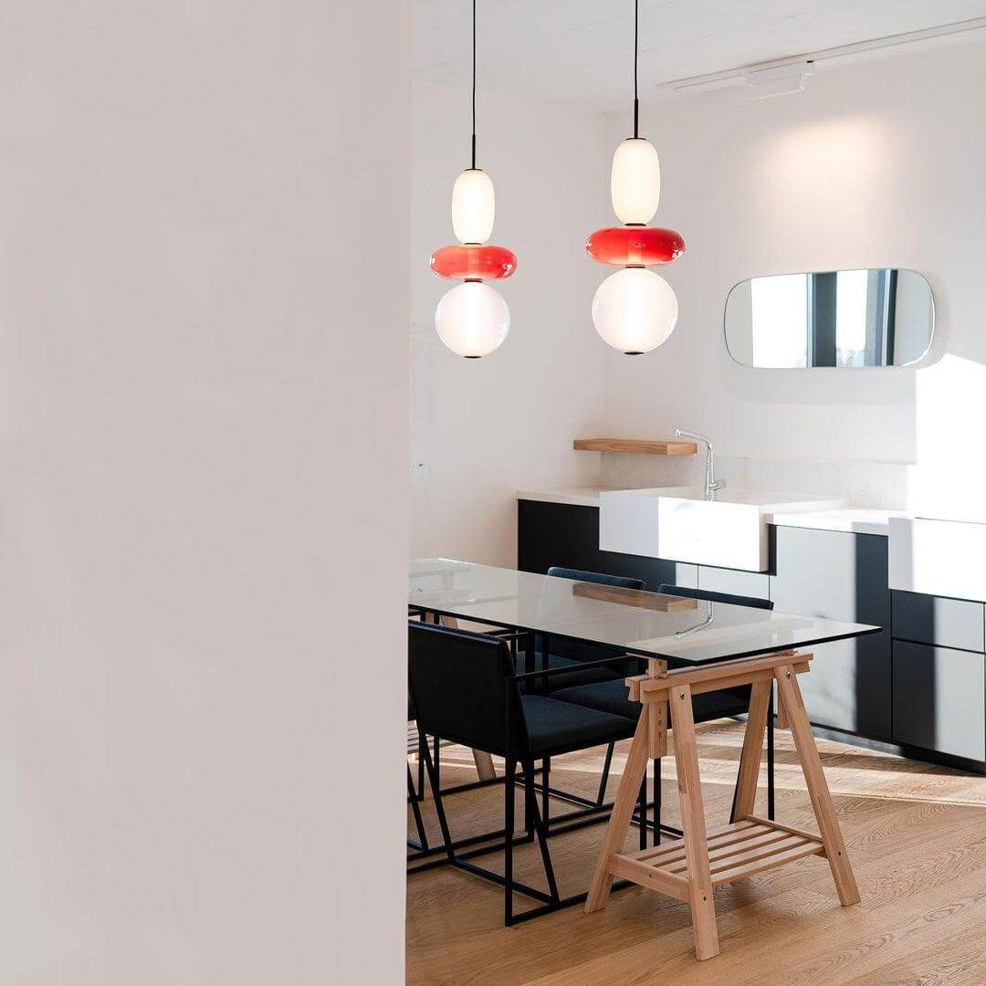 Modern Pendant Light with Coloured Glass