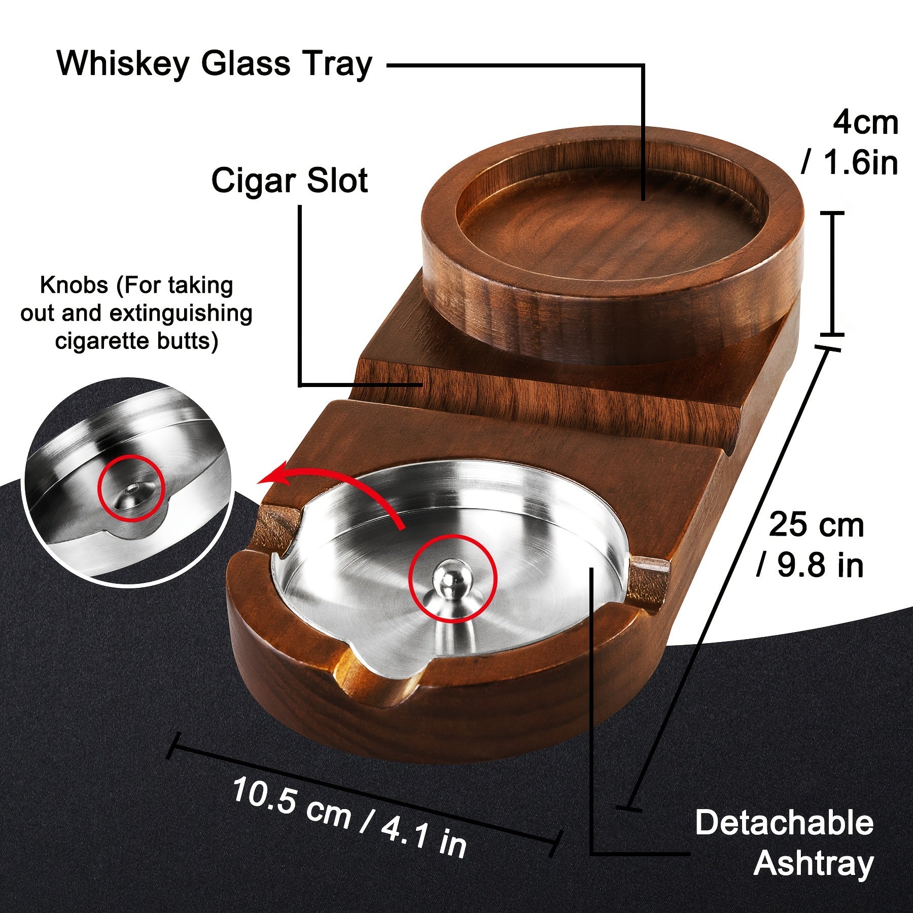 Creative Cigar Ashtray and Whiskey Glass Tray - The Perfect Father's Day Gift or Corporate Present