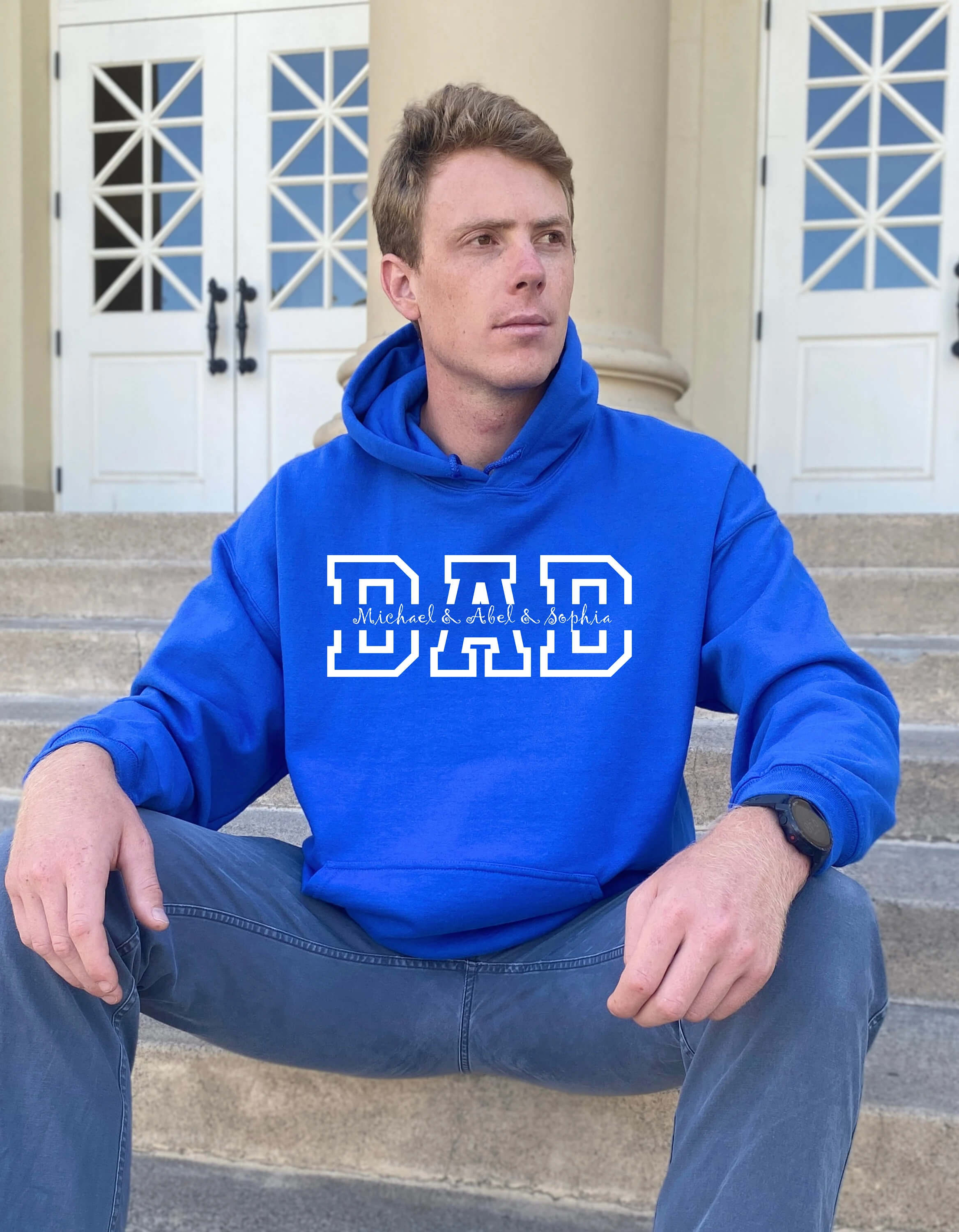 HeritageHug Personalized Dad Hoodie | Embroidered Father's Day Gift with Family Names