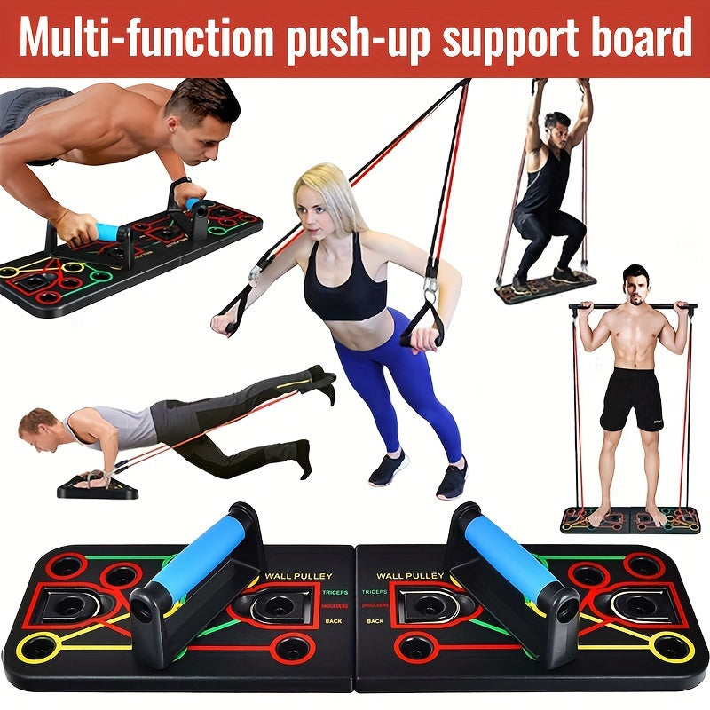Push-up plank set with handles, resistance bands, and accessories – ideal for chest and abs